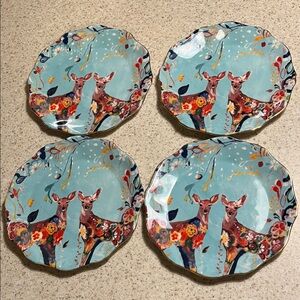 Anthropologie Folklore Fawns Plates by artist Starla M Halfmann